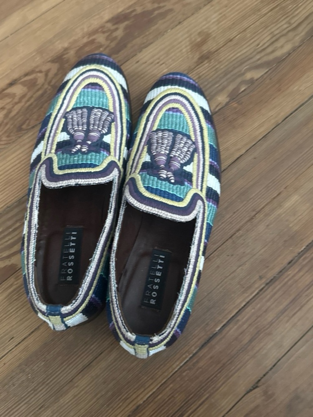 Fratelli Rossetti Multicolor Embroidered Loafers with Teal and Purple Accents